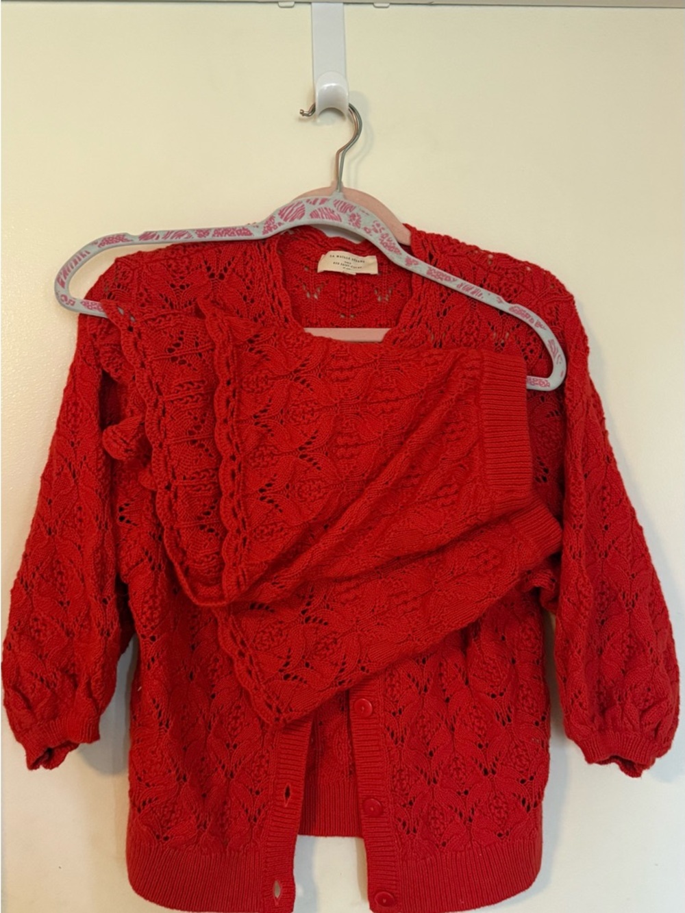 Sezane Red Women's Openwork Knit set